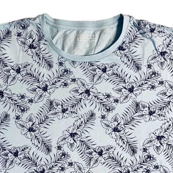 Pale blue tropical pattern T-shirt -Club Room - Picture 3 of 5